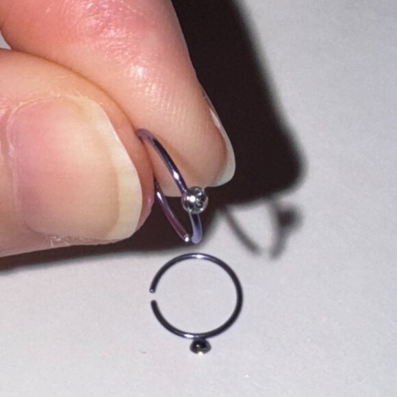 Purple 22 Gauge Titanium Plated Hoop Nose Rings - Picture 5 of 8